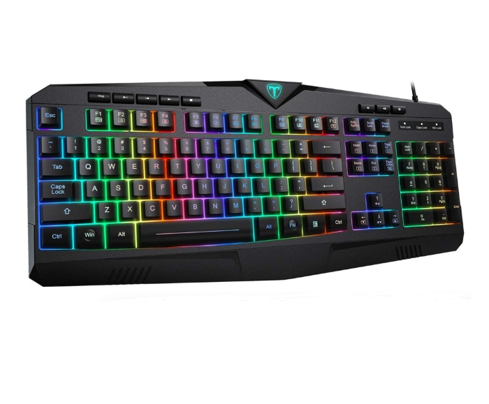 iTech USB Gaming Keyboard with RGB LED Backlit, 8 Independent Multimedia Keys & 25 Keys Anti-ghosting, Plug & Play for PC/Mac Laptop, Computer