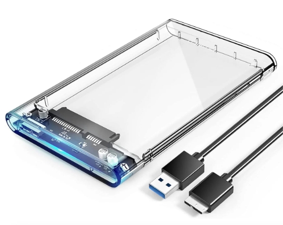 2.5" USB 3.0 External Hard Drive Enclosure SATA HDD and SSD[Optimized for SSD, Support 4TB UASP SATA III] Tool Free- Transparent