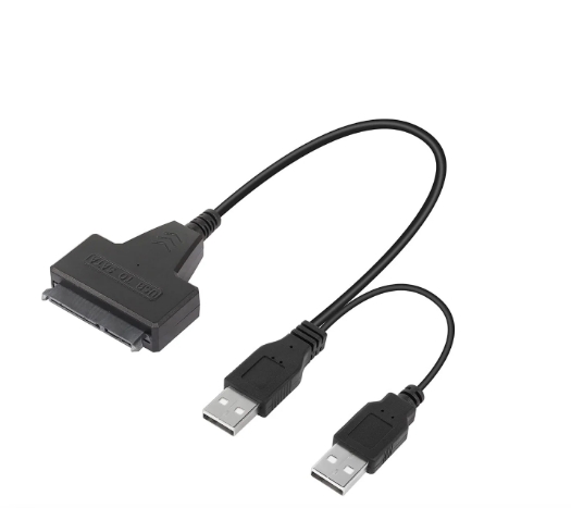 USB 2.0 to SATA III 2.5 Hard Drive Adapter Cable Dual USB - Black